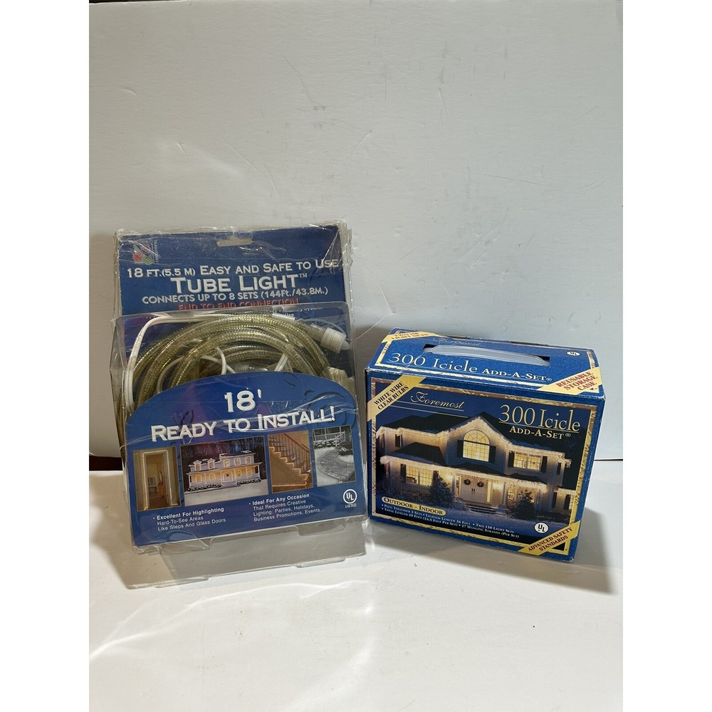 Foremost 300 Icicle Add A Set outdoor Christmas lights 29ft + 18 feet tube light